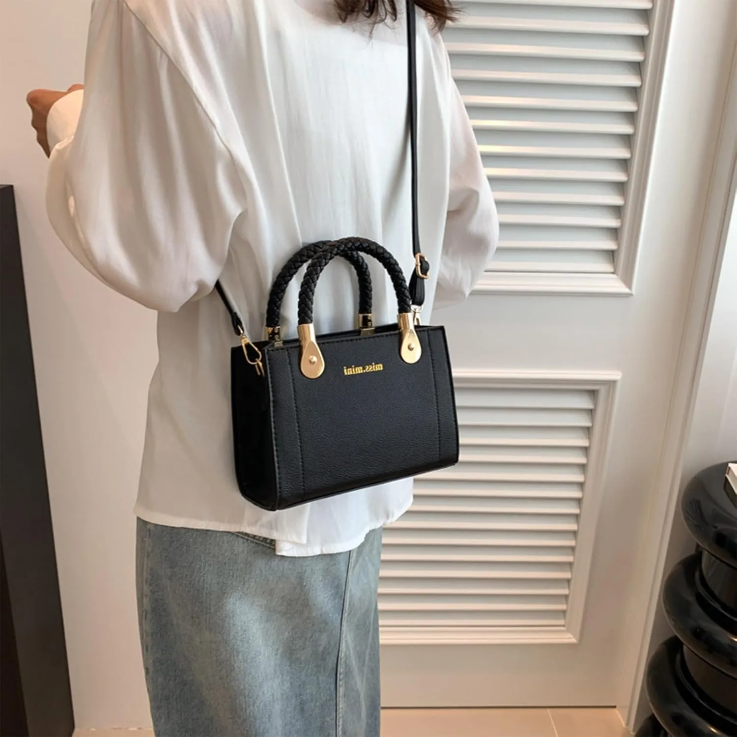 Simplicity Tote Bag for Women,Small Crossbody Bags for Women with Woven Handle Suitable For Party, Work, Leisure