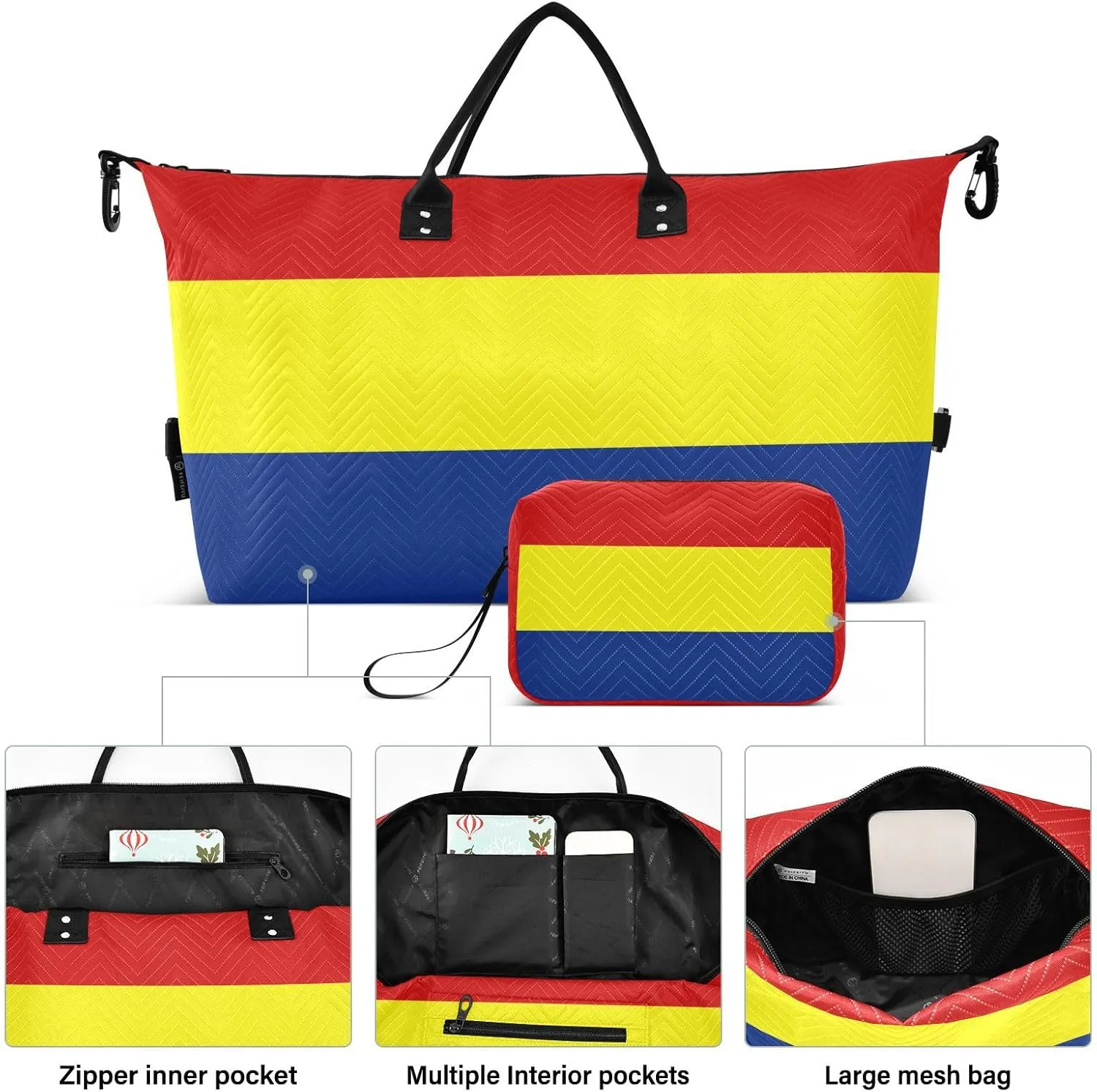 Sinestour Austronesian Flag Travel Duffel Bag for Men Women with Makeup Bag Weekend Overnight Carry On Bags for Getaway Weekend Travel
