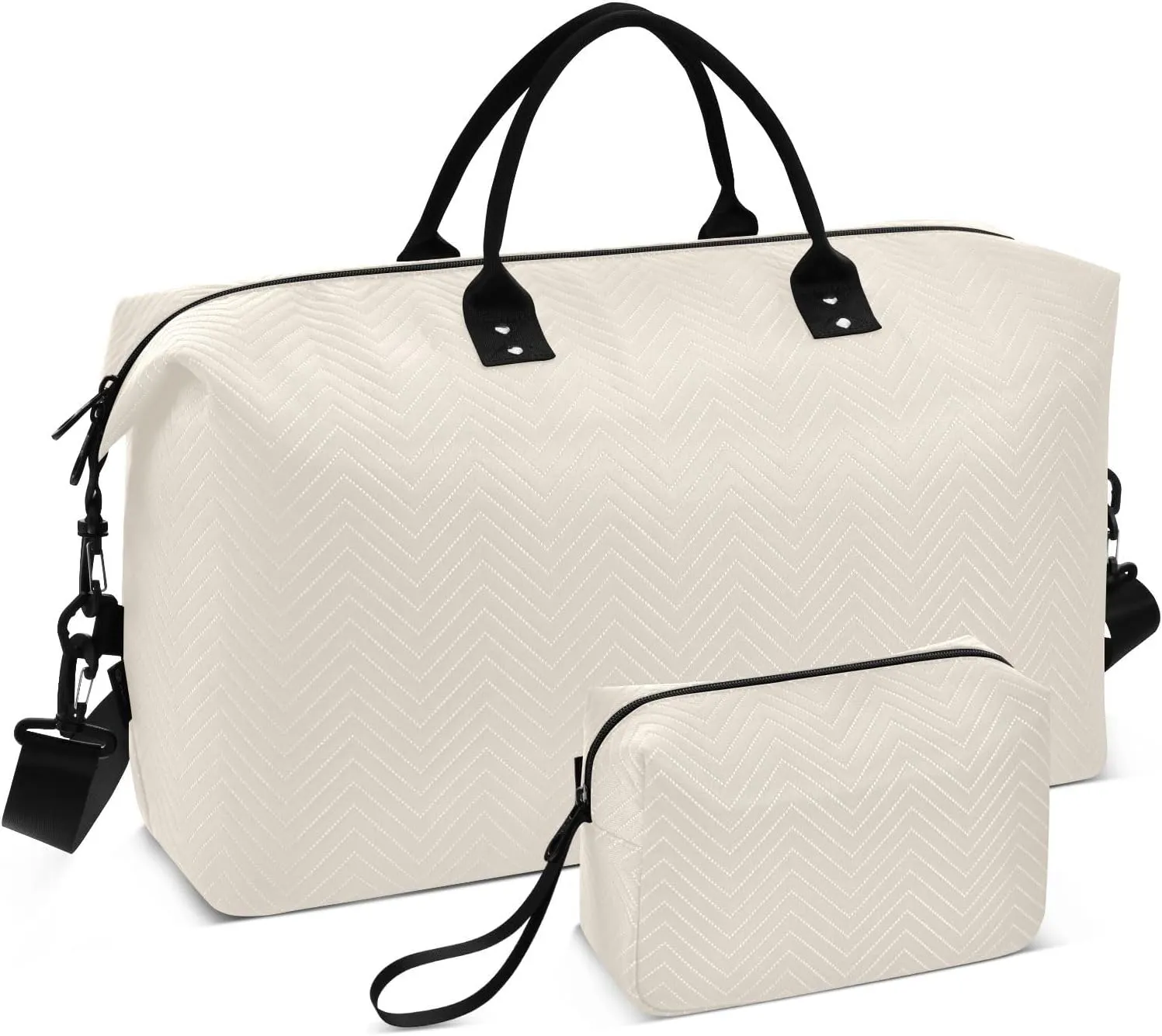 Sinestour Beige Travel Duffel Bag for Men Women with Makeup Bag Weekend Overnight Carry On Bags for Travel Yoga Gym