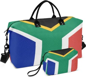 Sinestour South Africa Flag Travel Duffel Bag for Men Women with Makeup Bag Weekend Overnight Carry On Bags for Traveling Gym Workout