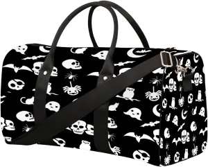 Skull Goth Skeleton Travel Duffel Bag for Women Men Small Sport Gym Bag Waterproof Weekender Overnight Bag Lightweight Carry on bag Foldable Gym Bag for Training Swim Yoga Traveling Handbag