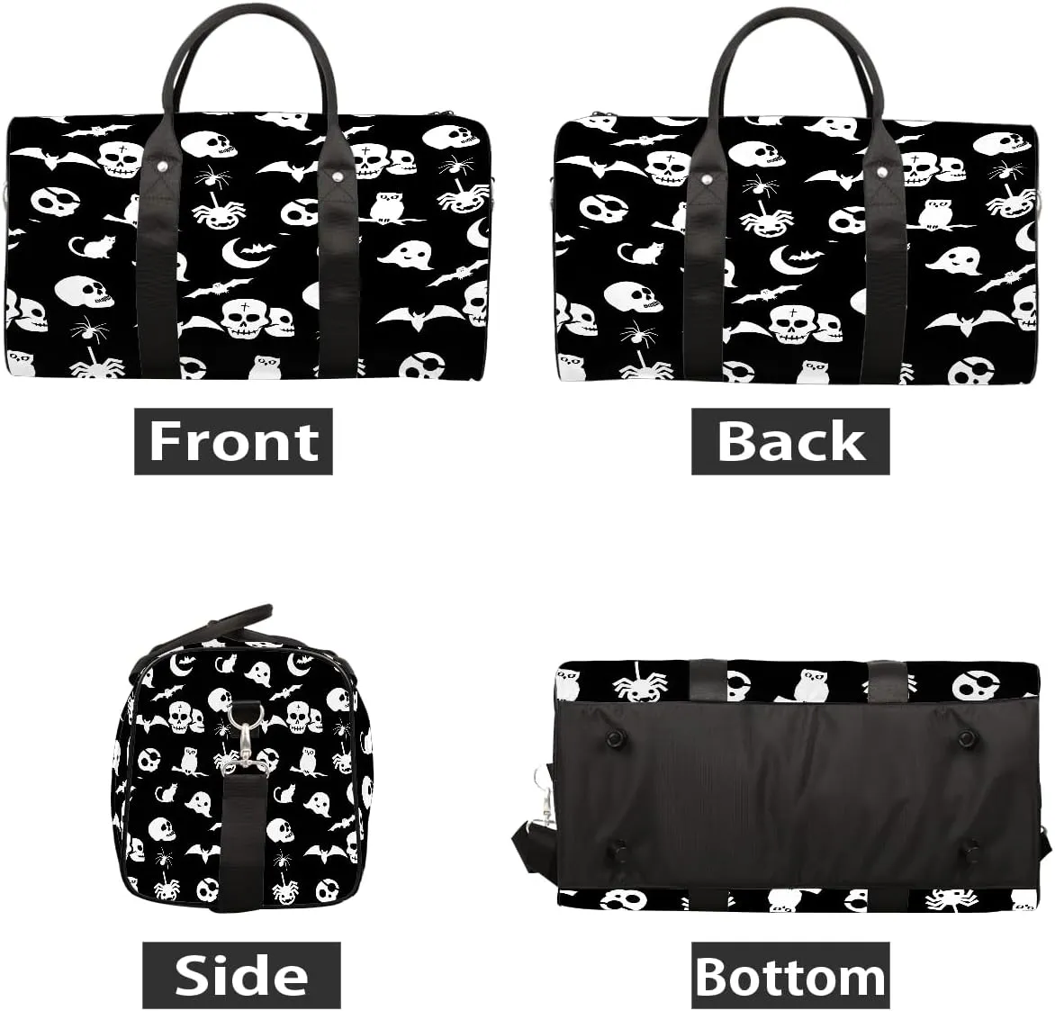 Skull Goth Skeleton Travel Duffel Bag for Women Men Small Sport Gym Bag Waterproof Weekender Overnight Bag Lightweight Carry on bag Foldable Gym Bag for Training Swim Yoga Traveling Handbag