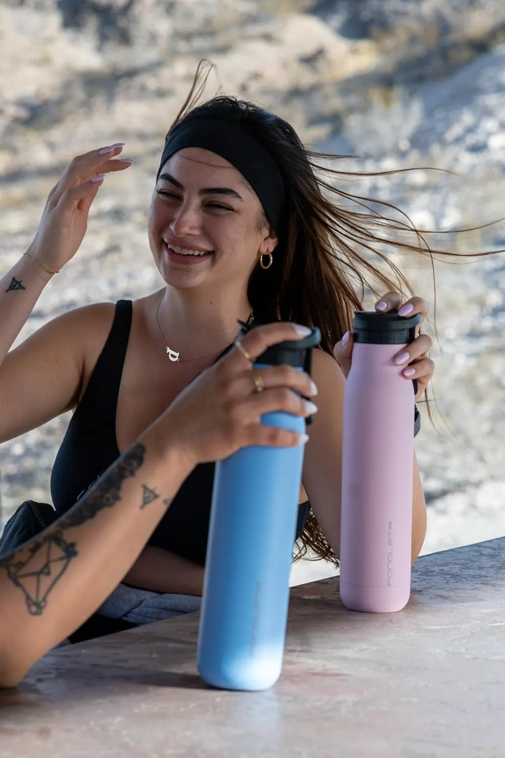 Slim Bottle, Stainless Steel Water Bottle with Straw, Standard Mouth Water Bottle for Sports, Office and Travel, BPA-Free, Leak Proof