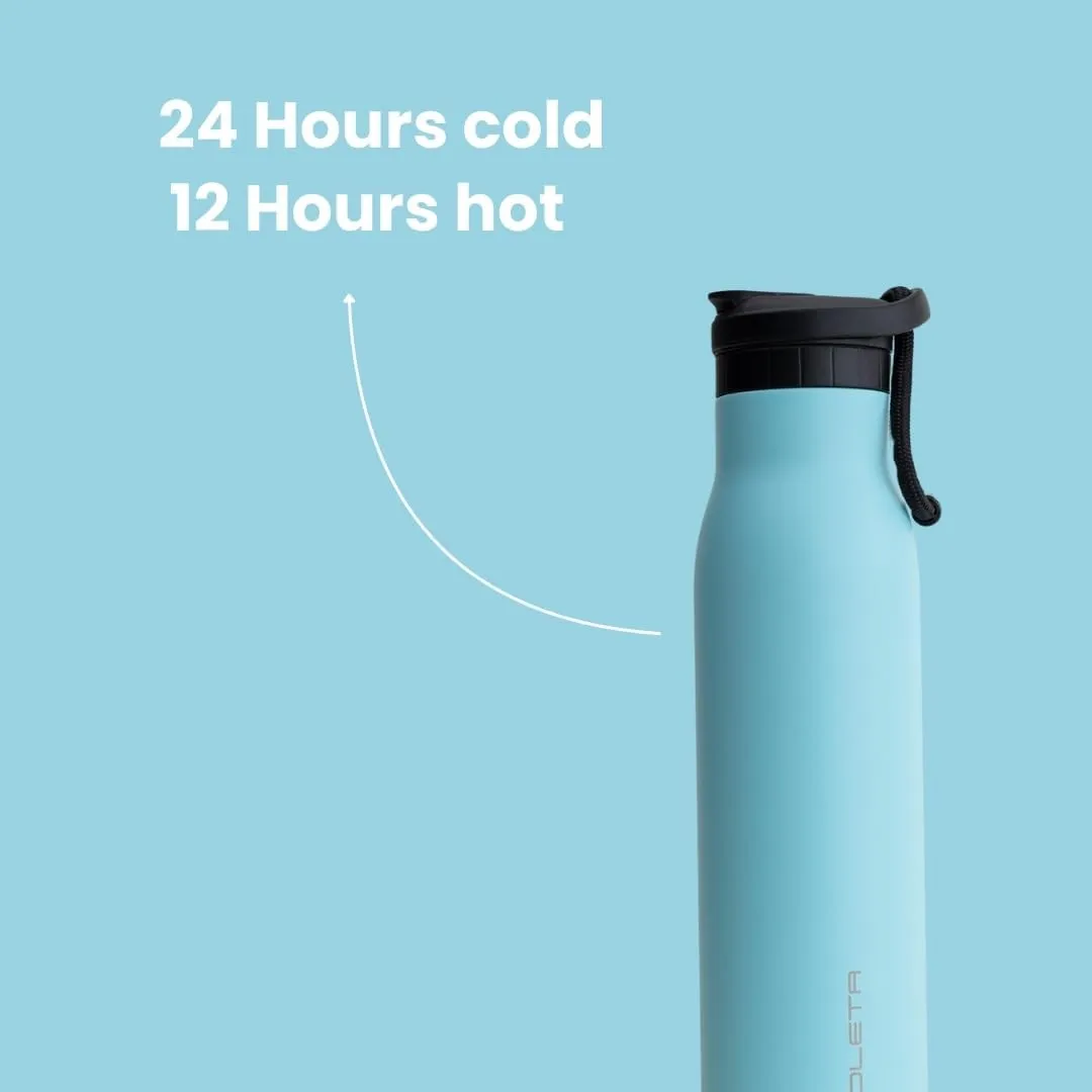 Slim Bottle, Stainless Steel Water Bottle with Straw, Standard Mouth Water Bottle for Sports, Office and Travel, BPA-Free, Leak Proof