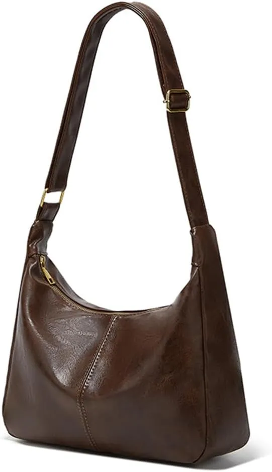 Slouchy Hobo Bags for Women Leather Shoulder Bag Everyday Purse Vintage Slouchy Bag Hobo Purse with Zipper