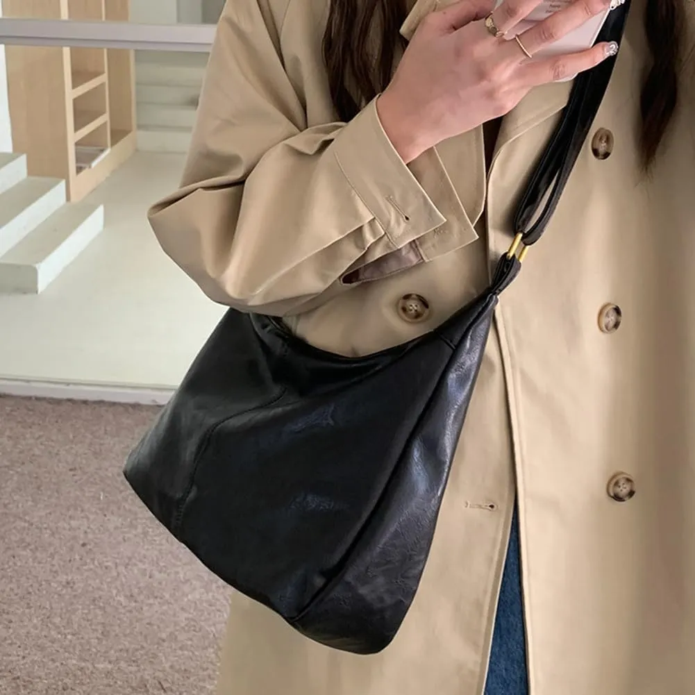 Slouchy Hobo Bags for Women Leather Shoulder Bag Everyday Purse Vintage Slouchy Bag Hobo Purse with Zipper