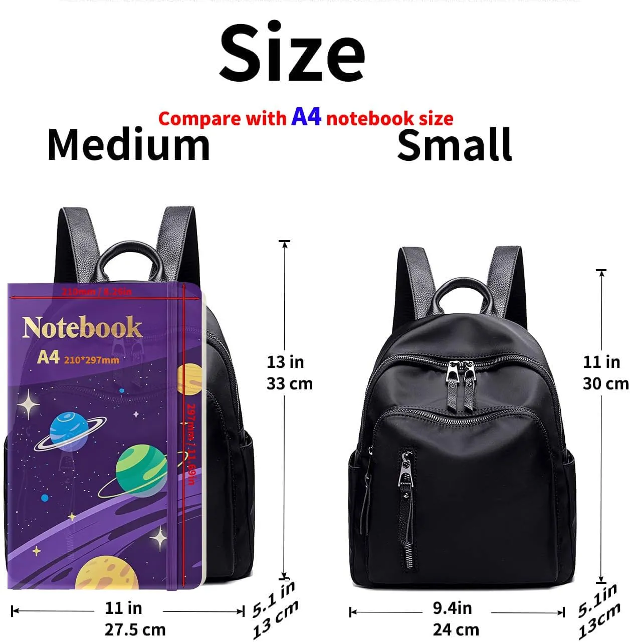 Small Backpack Purse For Women, Cute Mini Backpack Waterproof,Tiny Nylon Fashion Backpack Handbag,Casual Back Pack Black Bag (Small Black backpack