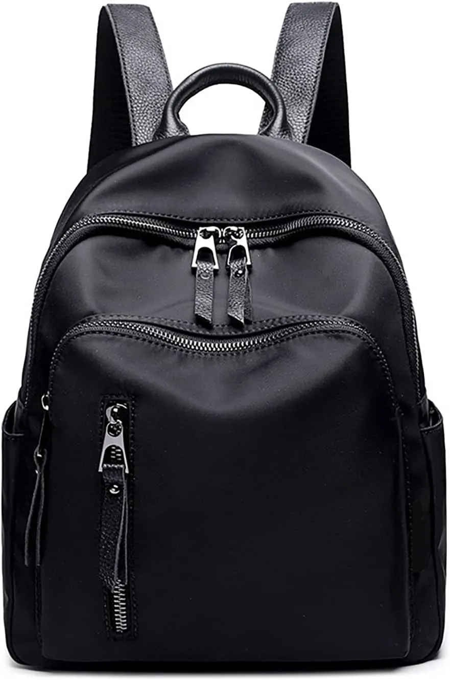 Small Backpack Purse For Women, Cute Mini Backpack Waterproof,Tiny Nylon Fashion Backpack Handbag,Casual Back Pack Black Bag (Small Black backpack