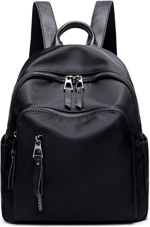 Small Backpack Purse For Women, Cute Mini Backpack Waterproof,Tiny Nylon Fashion Backpack Handbag,Casual Back Pack Black Bag (Small Black backpack
