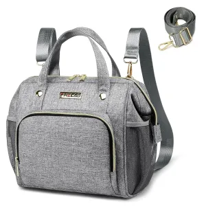 Small Diaper Bag Tote Diaper Backpack Crossbody, Toddler Diaper Bags Waterproof Multi-Function Newborn Baby Stylish Mini Tote Maternity Bags Travel Backpacks with Insulated Pockets, Gray