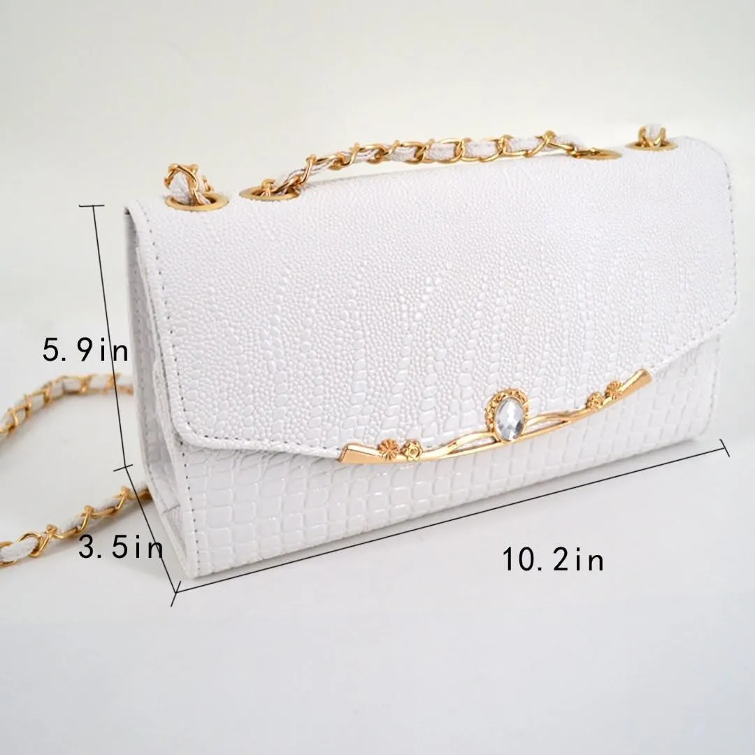 Small Gold Chain Quilted Crossbody Satchel Fashion Women Leather Shoulder Handbag