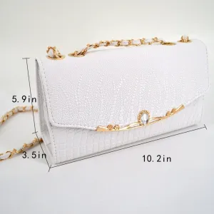 Small Gold Chain Quilted Crossbody Satchel Fashion Women Leather Shoulder Handbag