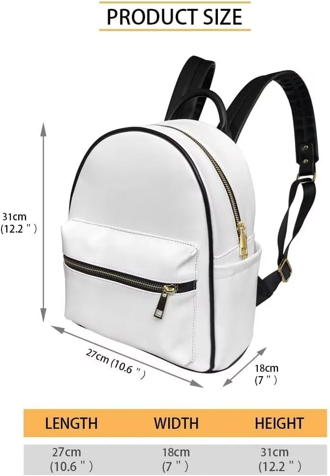 Small PU Leather Backpack Purse for Women Cool American Flag Wolf Backpack Daypack Shoulder Bag for Travel Work Outdoor Gym