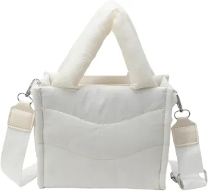 Small Puffer Tote Bag for Women Handbag, Quilted Nylon Shoulder Crossbody Puffy Padded Purse