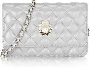 Small Quilted Sheepskin Shoulder Bag for Women Soft & Comfortable Ladies Clutch Stylish Crossbody Purse with Chain Strap