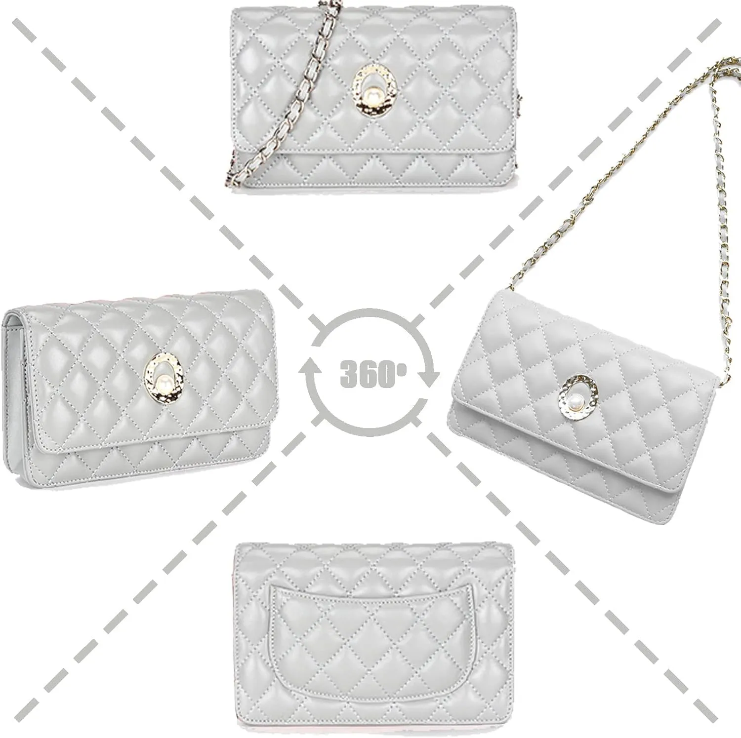 Small Quilted Sheepskin Shoulder Bag for Women Soft & Comfortable Ladies Clutch Stylish Crossbody Purse with Chain Strap