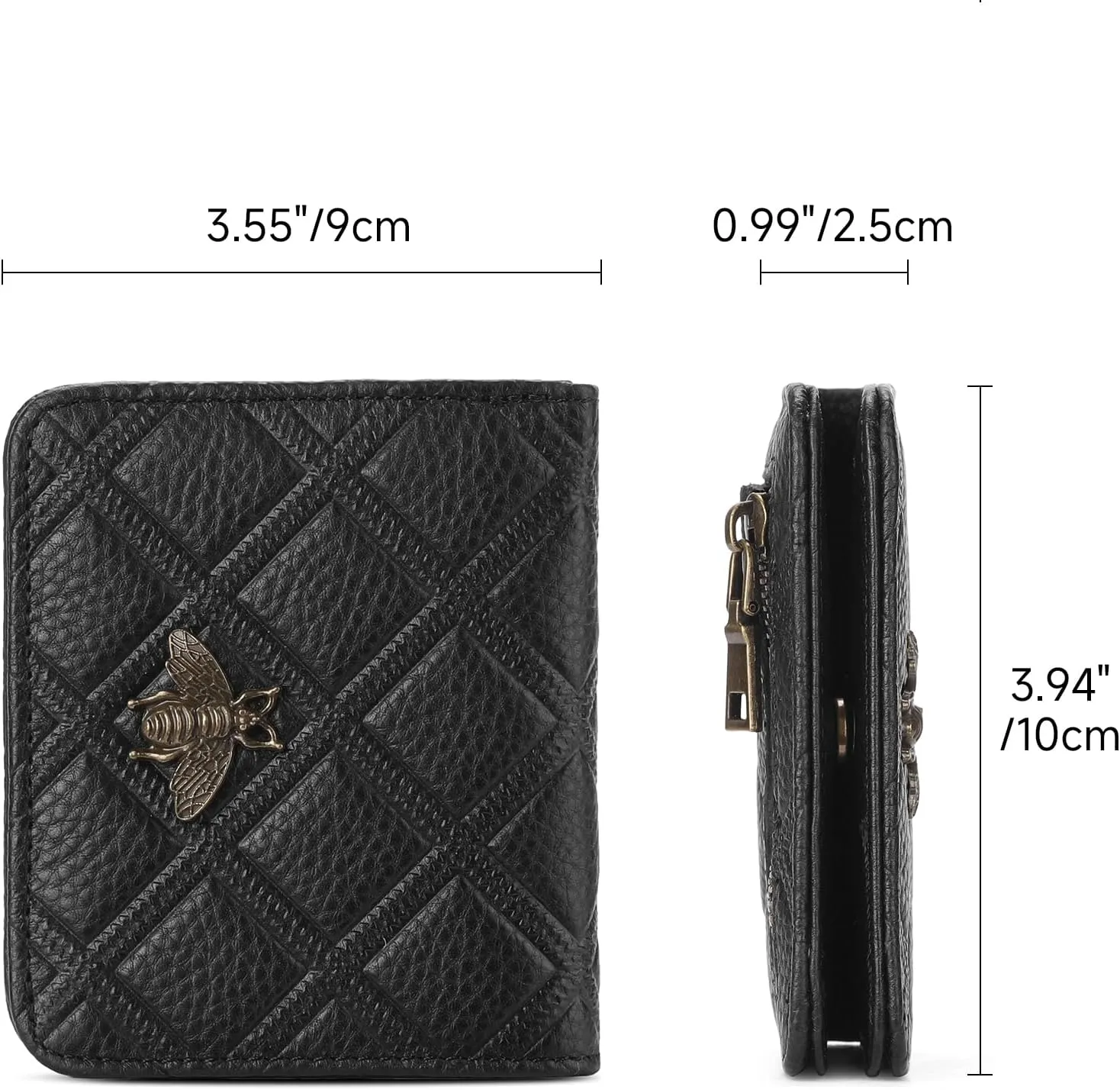 Small Wallet Women Compact RFID Blocking Credit Card Holder Bifold Genuine Leather Wallets with Zipper Coin Pocket