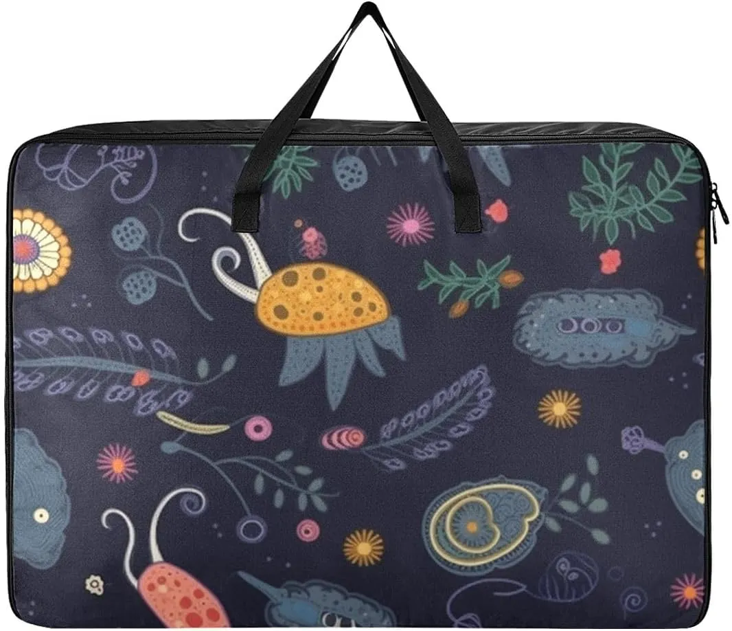 Snails and Plants Storage Bags, 27.5x19.7x11 In, Collapsible Moving Bags Zippered Storage Bags for Moving Essential