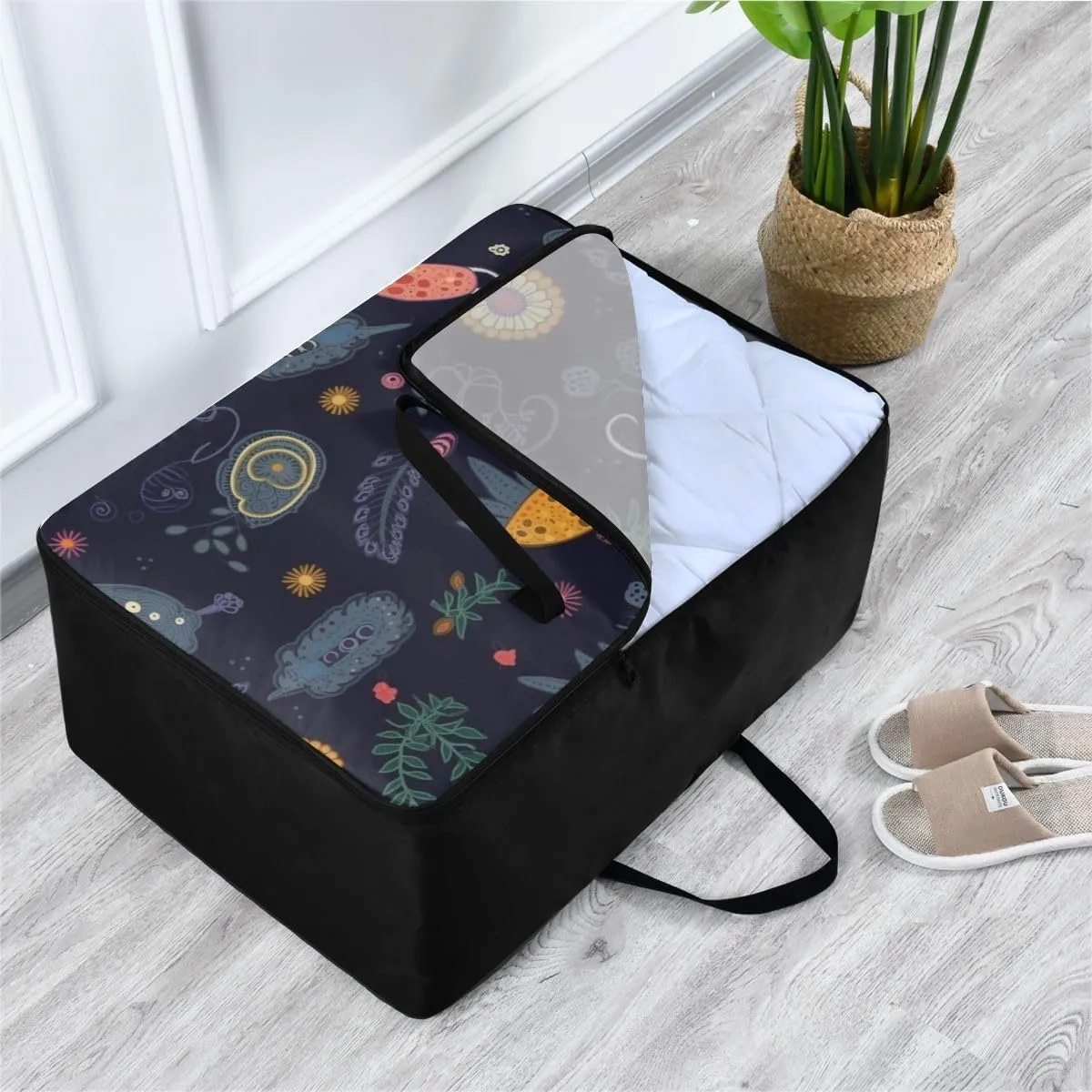 Snails and Plants Storage Bags, 27.5x19.7x11 In, Collapsible Moving Bags Zippered Storage Bags for Moving Essential