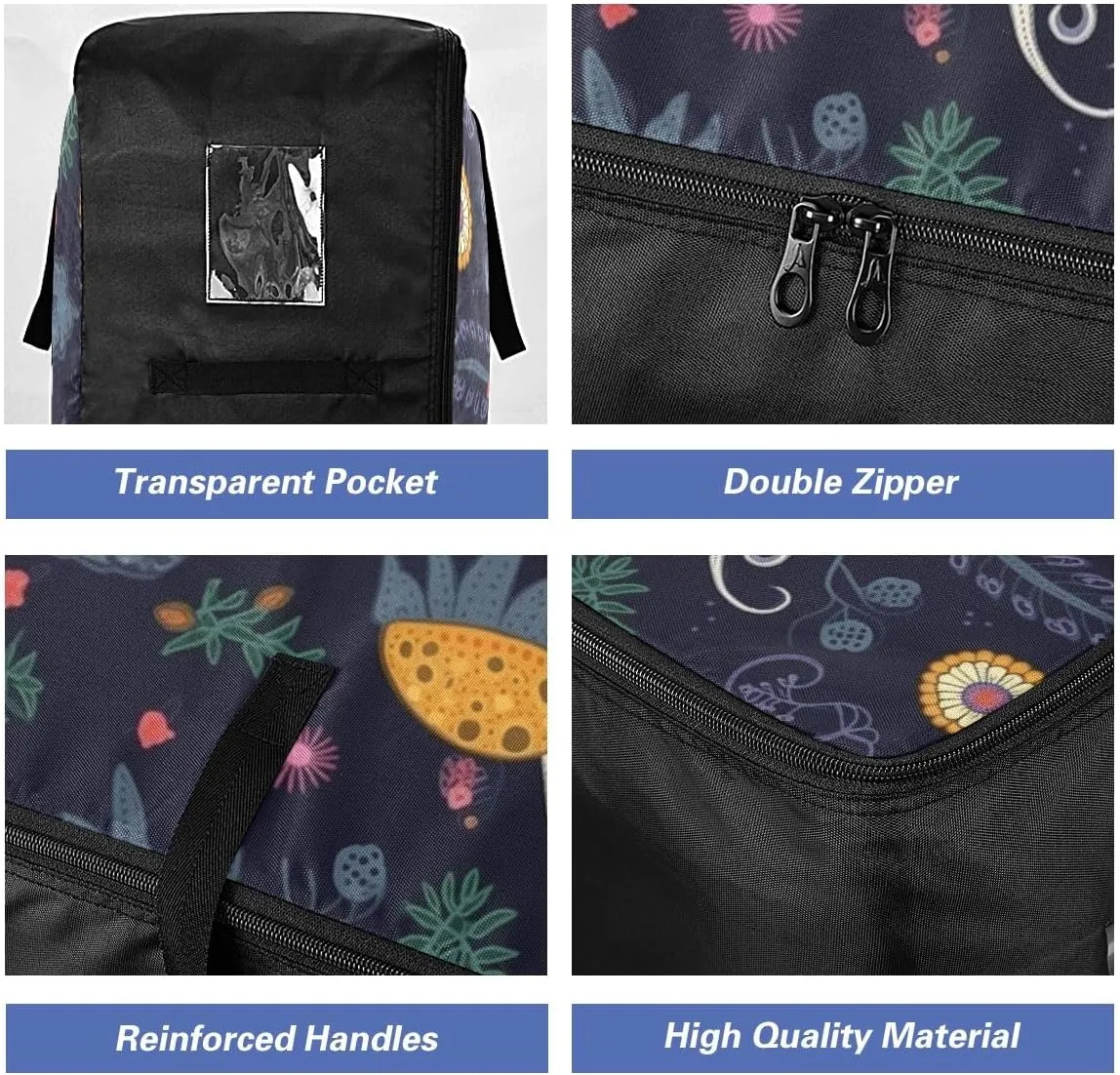 Snails and Plants Storage Bags, 27.5x19.7x11 In, Collapsible Moving Bags Zippered Storage Bags for Moving Essential