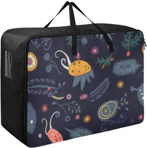 Snails and Plants Storage Bags, 27.5x19.7x11 In, Collapsible Moving Bags Zippered Storage Bags for Moving Essential