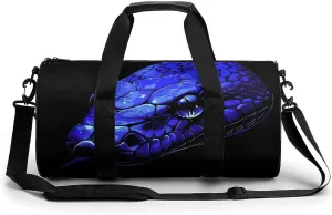 Snake Face Ready to Attack Gym Bag for Men Women Cylindrical Gym Duffle Bags Travel Sports Carryon Gymbag 17.7in/9in/9in