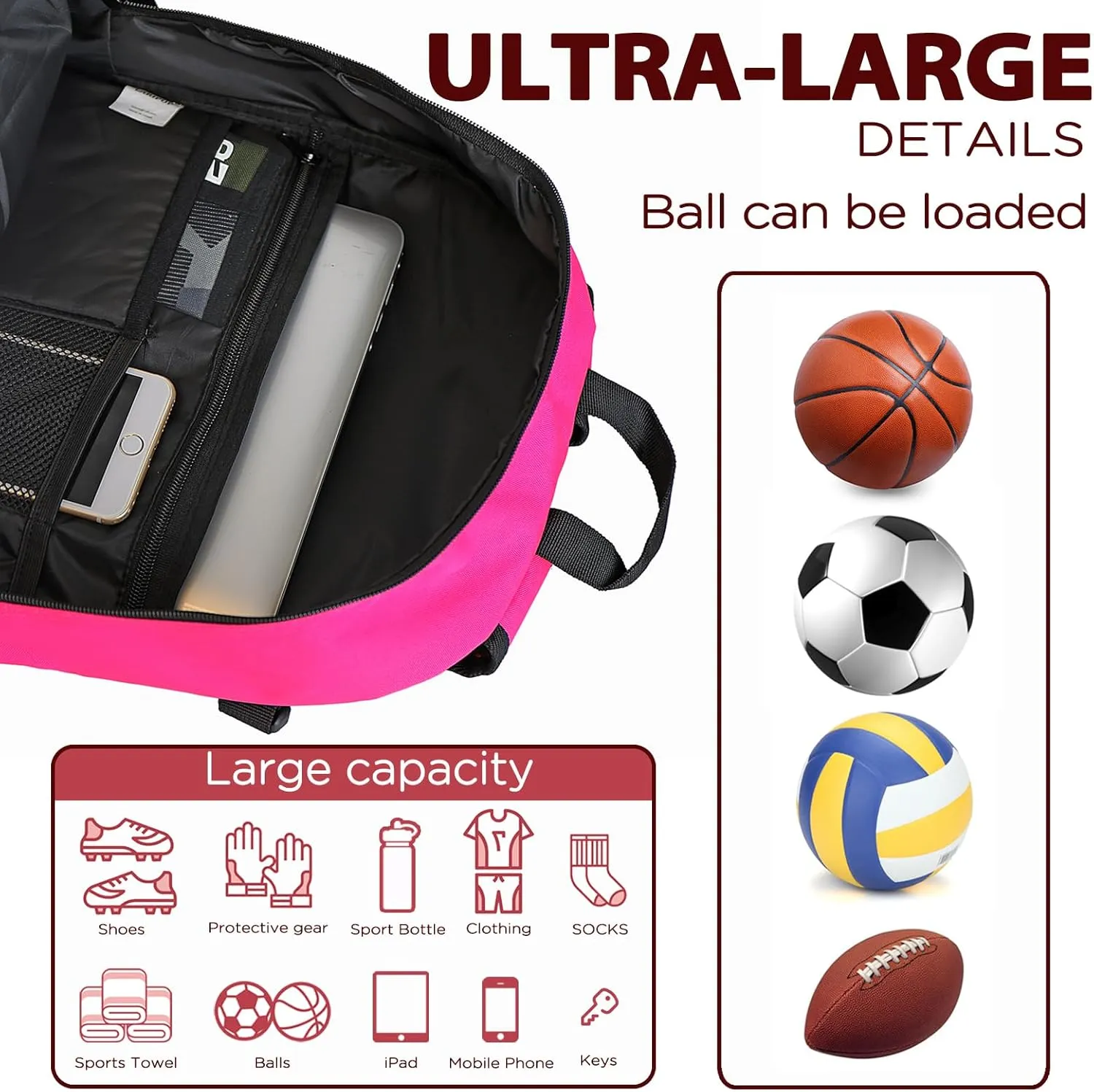 Soccer Backpack,Basketball Backpack for Basketball Accessories Training Equipment Fits Volleyball,Soccer,Sports Gifts