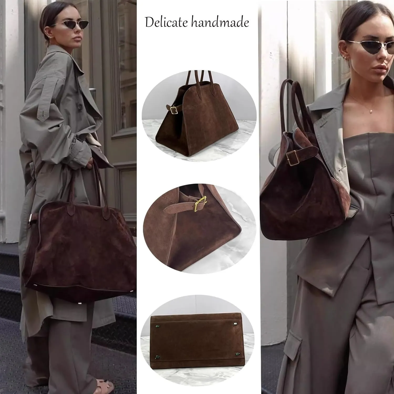 Soft Suede Satchels Bags for Women, Fashion Vintage Top-Handle Tote Bags,Large Capacity Casual Hobo Bag