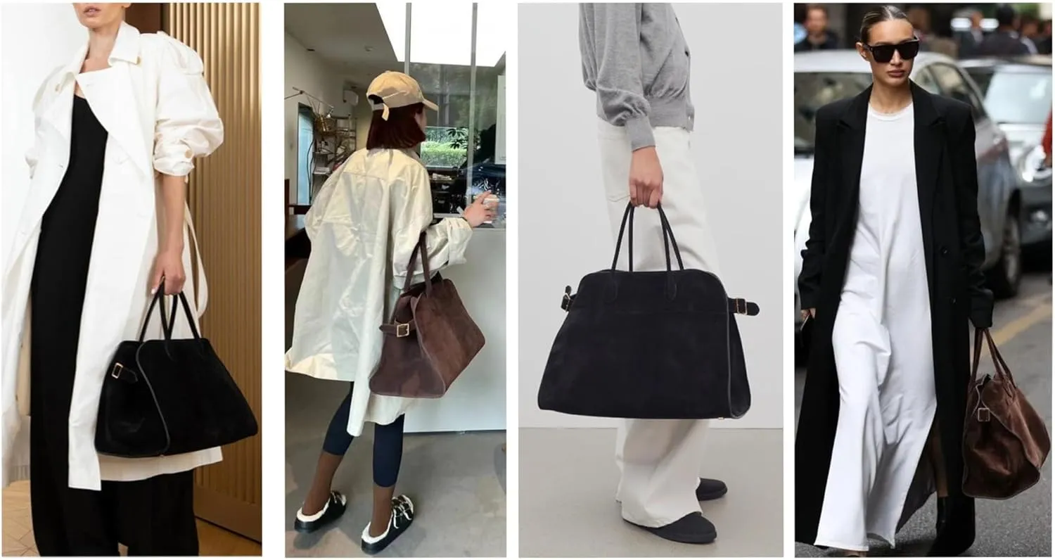 Soft Suede Satchels Bags for Women, Fashion Vintage Top-Handle Tote Bags,Large Capacity Casual Hobo Bag