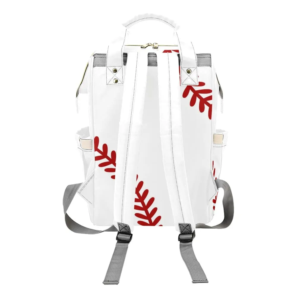 Softball Pattern White Diaper Bags Backpack with Name Personalized Baby Bag Nursing Nappy Bag Travel Tote Bag Gifts
