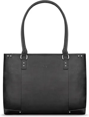 Solo New York Jay 15.6-Inch Vintage Leather Laptop Ladies Tote Bag, Black