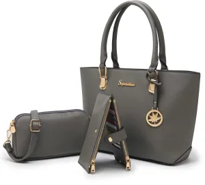 Soperwillton Women Handbags Wallet Tote Bag Shoulder Bag Top Handle Satchel 3pcs Purse Set