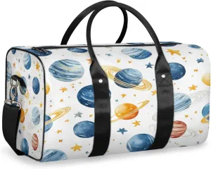 Space Galaxy Solar System Duffle Bag for Travel, Overnight Weekend Gym Carry On Luggage Bag, Cartoon Planets Travel Duffel Bag for Men Women