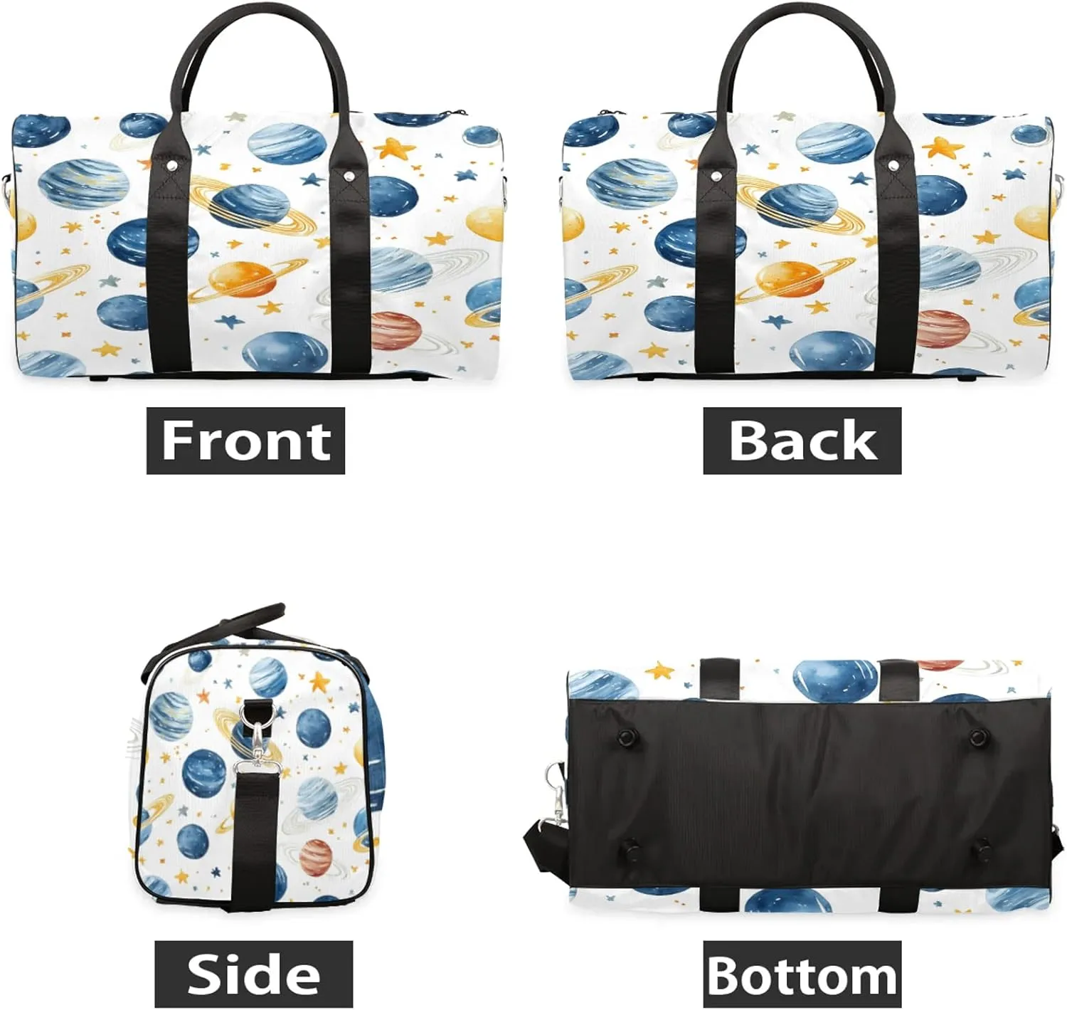 Space Galaxy Solar System Duffle Bag for Travel, Overnight Weekend Gym Carry On Luggage Bag, Cartoon Planets Travel Duffel Bag for Men Women