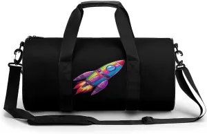 Spaceship LGBT Flag Gay Proud Month Transgender Rainbow Gym Bag Lightweight Duffel Bag Workout Bag Overnight Backpack Travel Bags for Men Women