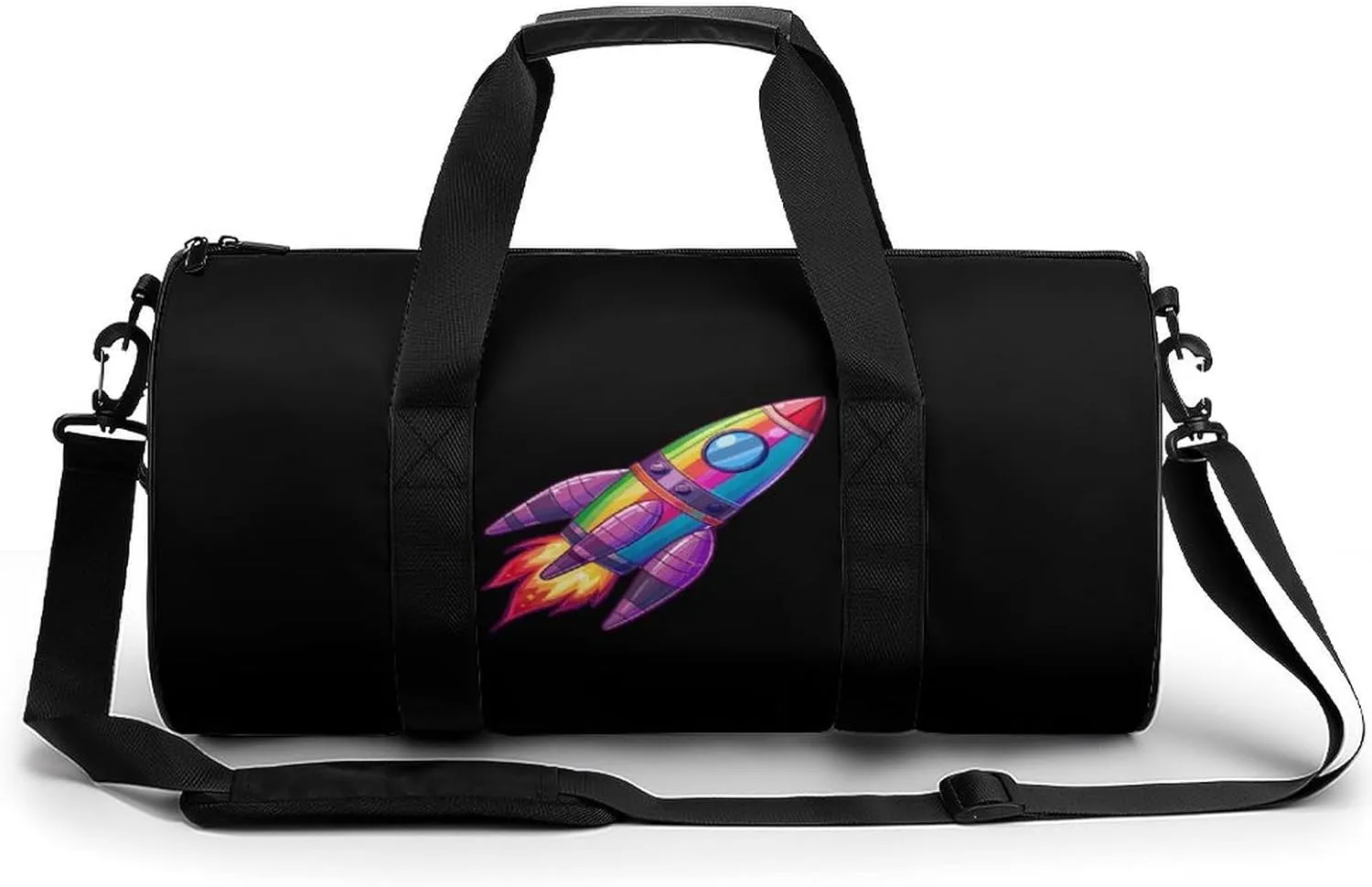 Spaceship LGBT Flag Gay Proud Month Transgender Rainbow Gym Bag Lightweight Duffel Bag Workout Bag Overnight Backpack Travel Bags for Men Women