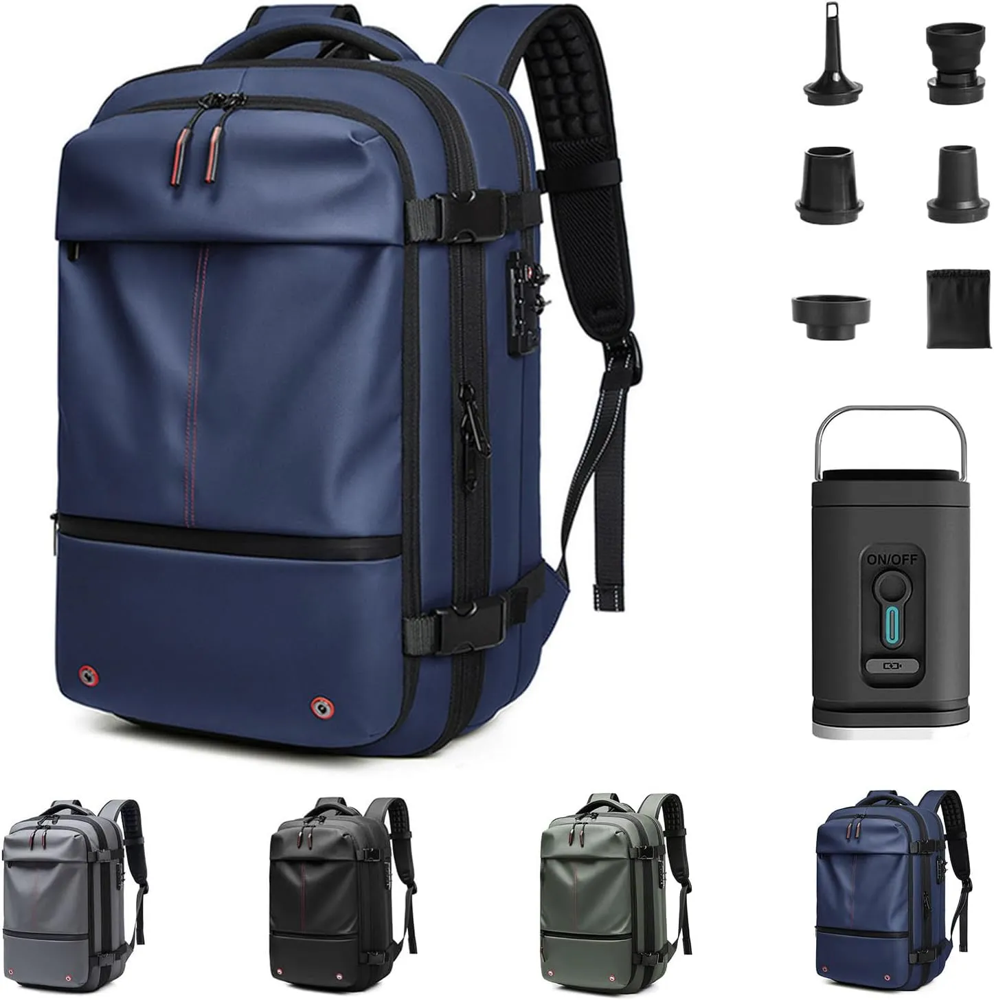 Spacevac Pro Backpack (60 L), Equipped with 1200 Mah Electric Air Pump, Space Vac Pro Large CapacityAnti-Theft Backpack (Blue)