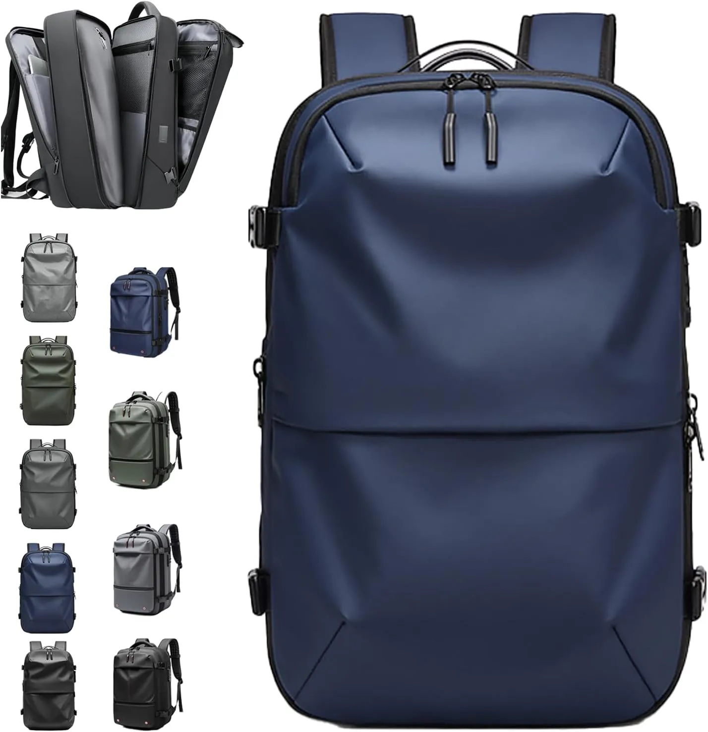 Spacevac Pro Backpack, Space Vac Bags, Spacevac Travel Vacuum Backpacks, 60l Expandable Backpack with Vacuum Compression, Water Resistant, Anti Theft (Prestige-Blue)