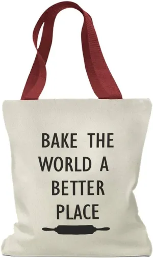 Speedy Pros Canvas Tote Bag for Women Bake The World A Better Place Baking Bakery Beach Bags for Women
