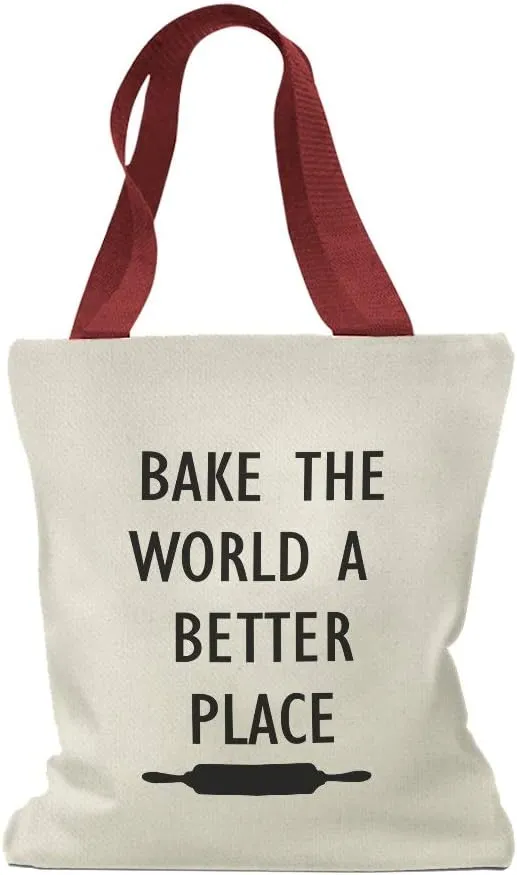 Speedy Pros Canvas Tote Bag for Women Bake The World A Better Place Baking Bakery Beach Bags for Women