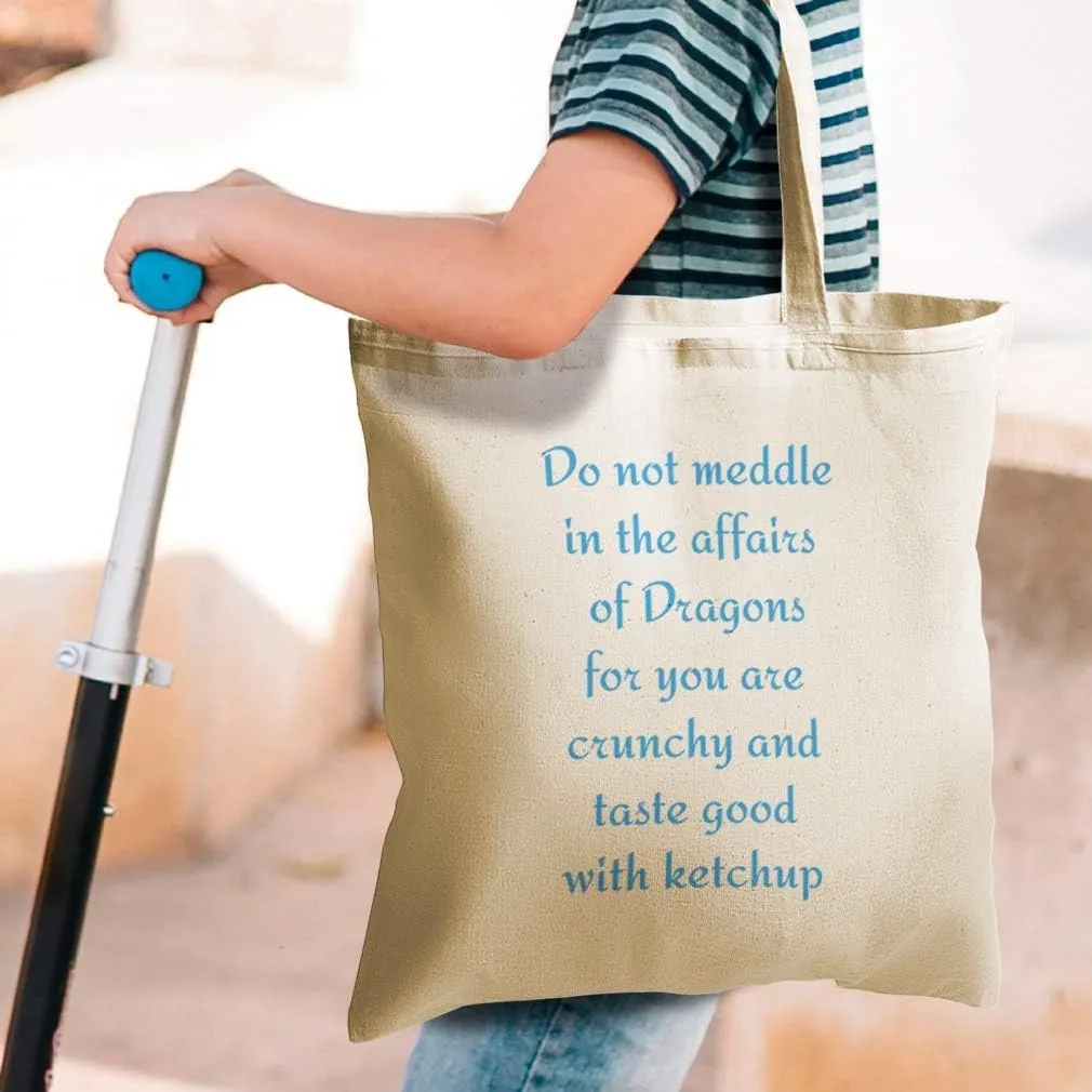 Speedy Pros Canvas Tote Bag for Women Do Not Meddle in Affairs of Dragons Funny Humor Beach Bags for Women