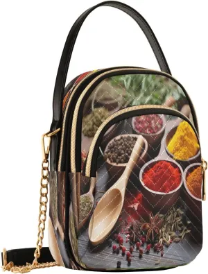 Spoons Spices Herbs Crossbody Bags for Women Small Sling Cross Body Bag Fanny Pack Phone Mini Wallet Purse