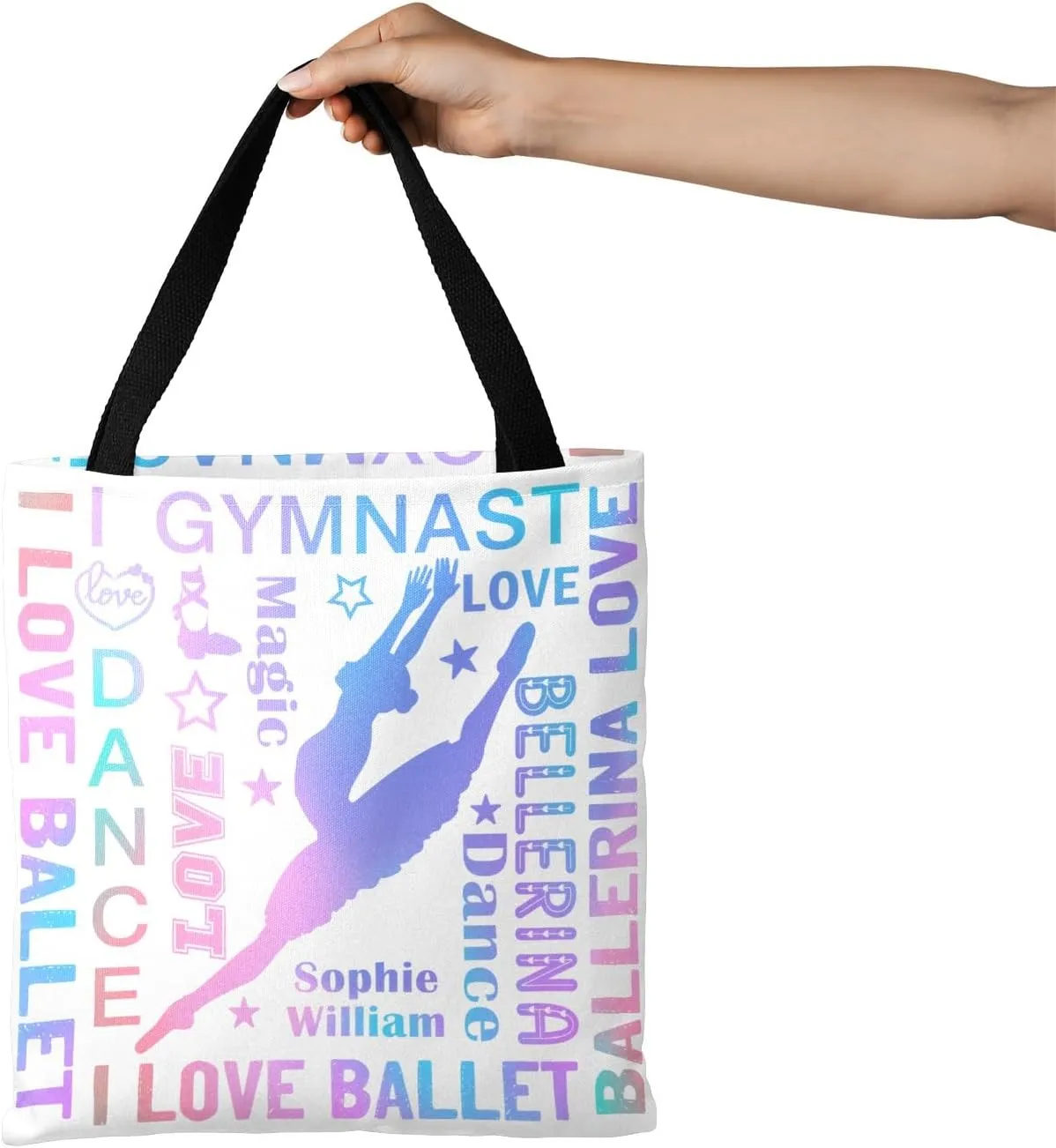 Sport Athlete Gymnast Girl Canvas Tote Bag For Women School Grocery Bag Cotton Cloth Beach Totes Gift For Kids Girl