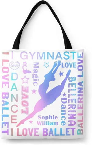 Sport Athlete Gymnast Girl Canvas Tote Bag For Women School Grocery Bag Cotton Cloth Beach Totes Gift For Kids Girl