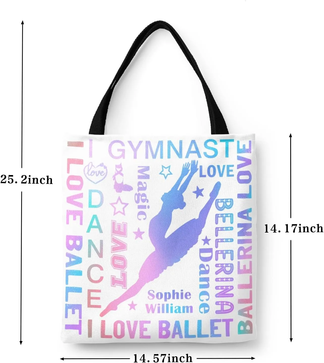 Sport Athlete Gymnast Girl Canvas Tote Bag For Women School Grocery Bag Cotton Cloth Beach Totes Gift For Kids Girl