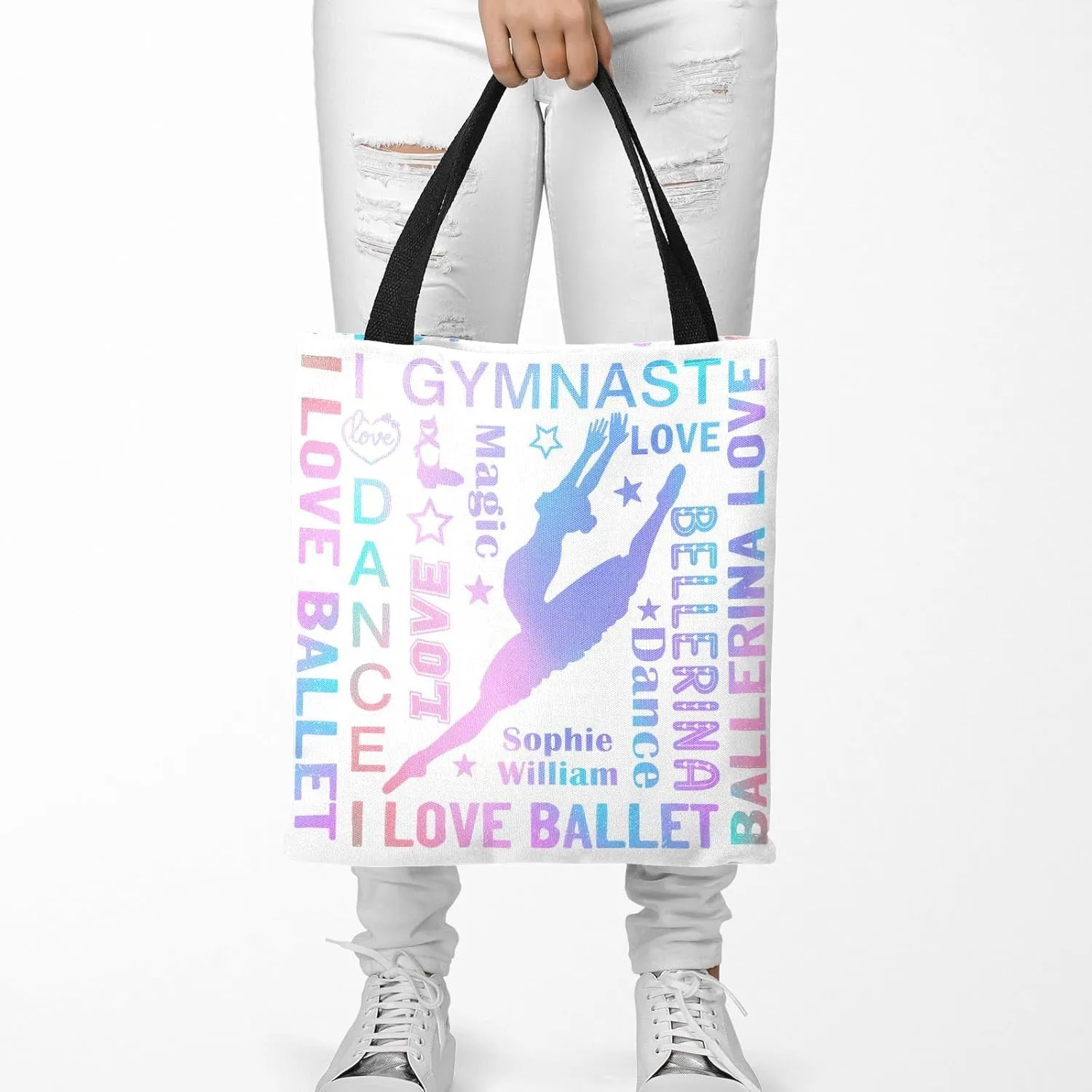 Sport Athlete Gymnast Girl Canvas Tote Bag For Women School Grocery Bag Cotton Cloth Beach Totes Gift For Kids Girl