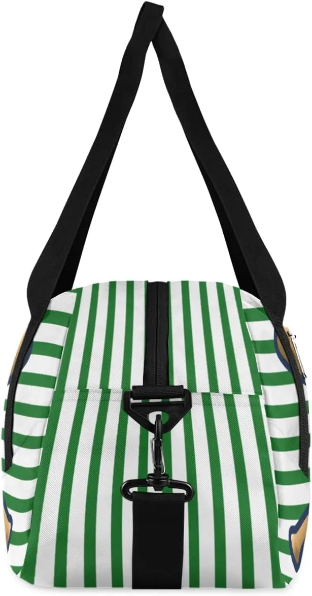 Sport Baseball Custom Name Kids Overnight Duffel Bags Boys Green Stripe Personalized Sport Gym Bag Customized Duffel Bag for Travel Weekender Practice Gymnastics