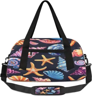 Sport Duffel Bag Beautiful Shell Starfish Kids Gym Bag Weekender Overnight Bags for Boys Girls Teens Carry On Workout Travel Bag