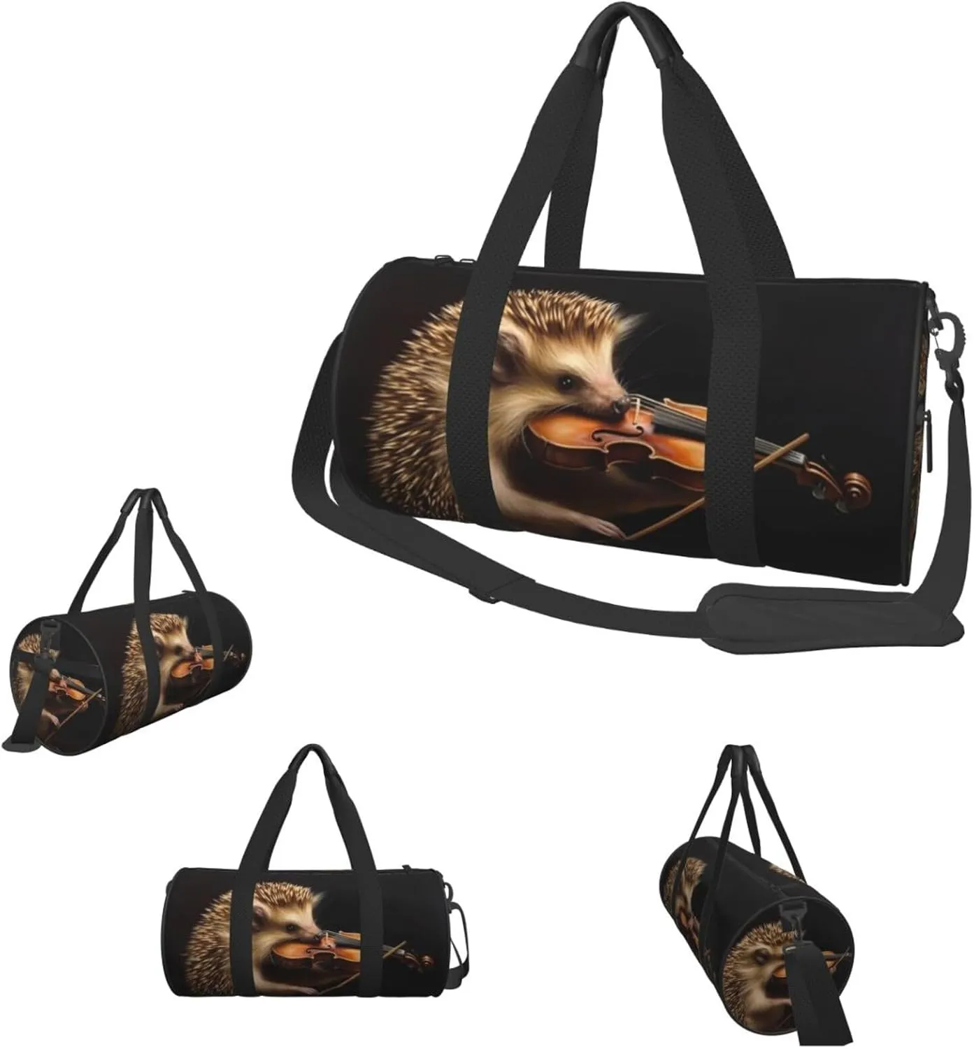 Sports Gym Bag for Women Men Travel Duffel Bag Tote Weekender Bag Carry on Overnight Bag for Travel Swimming Fitness Workout Sports Animal Hedgehog Music Violin Duffle Bag