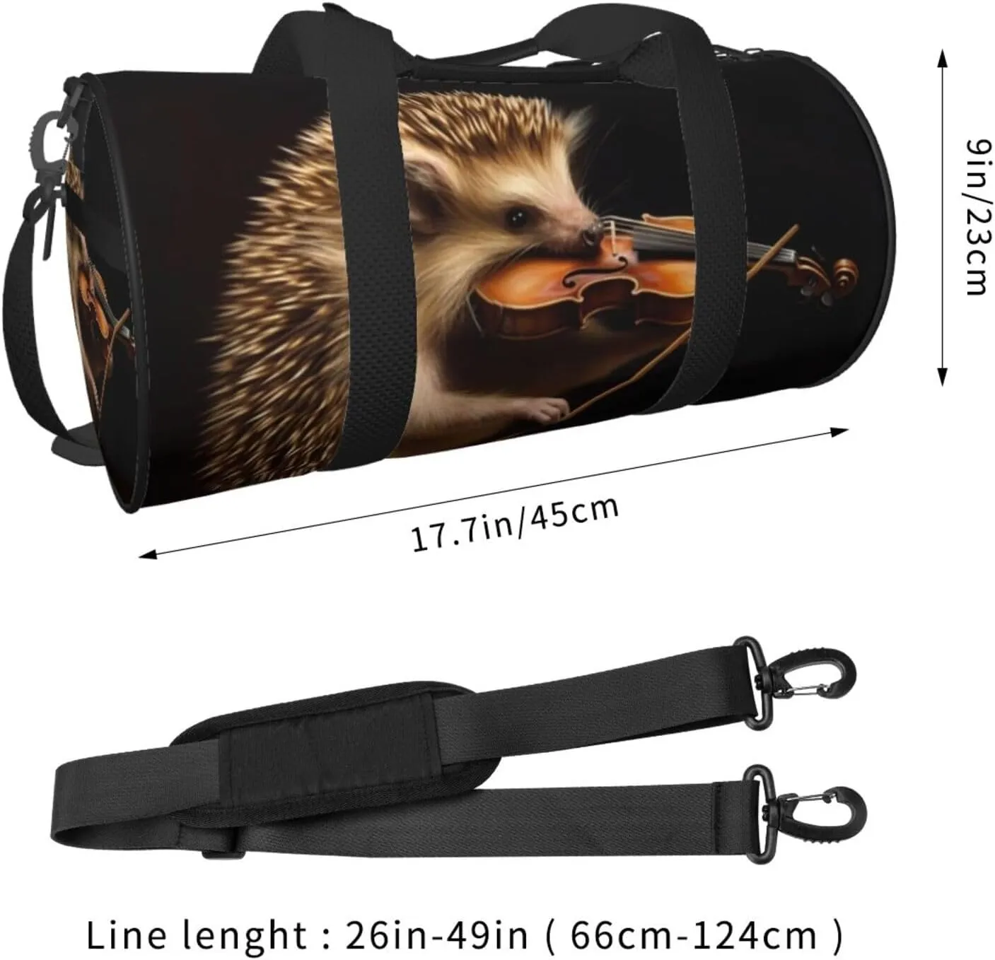 Sports Gym Bag for Women Men Travel Duffel Bag Tote Weekender Bag Carry on Overnight Bag for Travel Swimming Fitness Workout Sports Animal Hedgehog Music Violin Duffle Bag